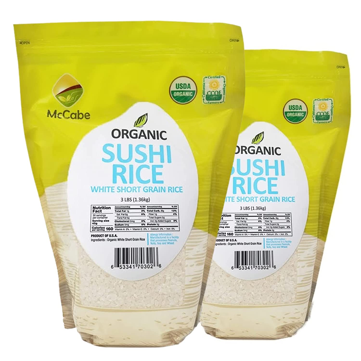 SFMart McCabe Organic Sushi Rice 3lbs Grain & Rice- SFMart