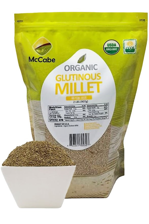 SFMart McCabe Organic Glutinous Millet 유기농 차조 (2lbs) for Whole Millet Flour Milling at home Grain & Rice- SFMart