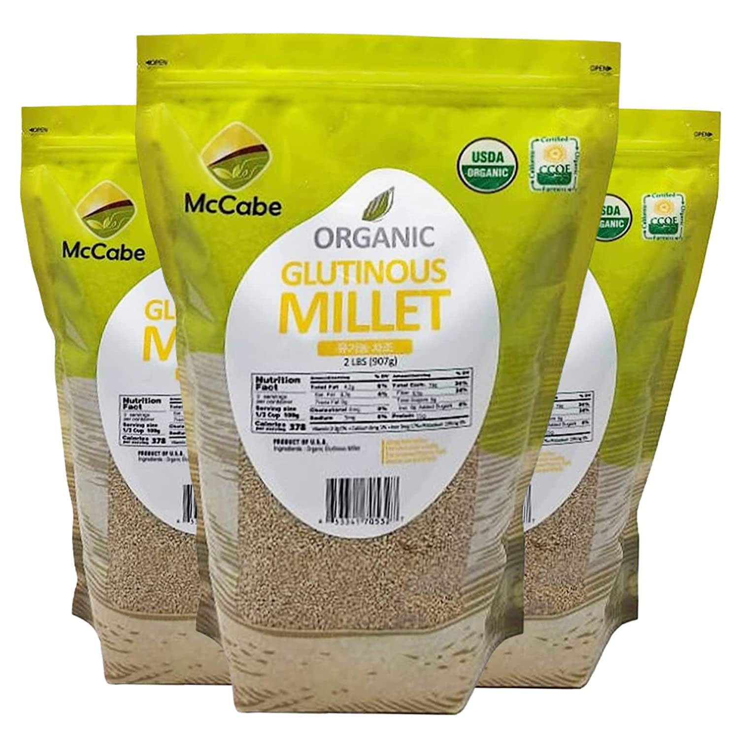 SFMart McCabe Organic Glutinous Millet 유기농 차조 (2lbs) for Whole Millet Flour Milling at home Grain & Rice- SFMart