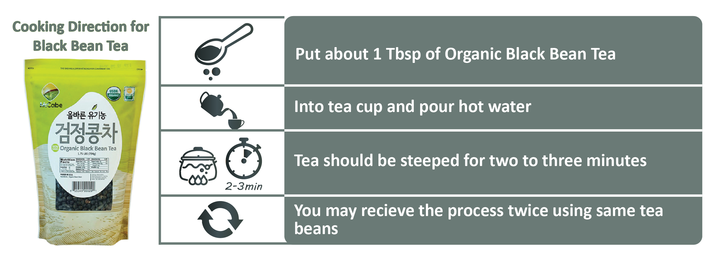 SFMart McCabe Organic Tea, (4-Pack) (1.5lbs Corn Tea, 1.5lbs Barley Tea, 1.75lbs Black Bean Tea, and 2lbs Brown Rice Tea) Tea & Coffee- SFMart