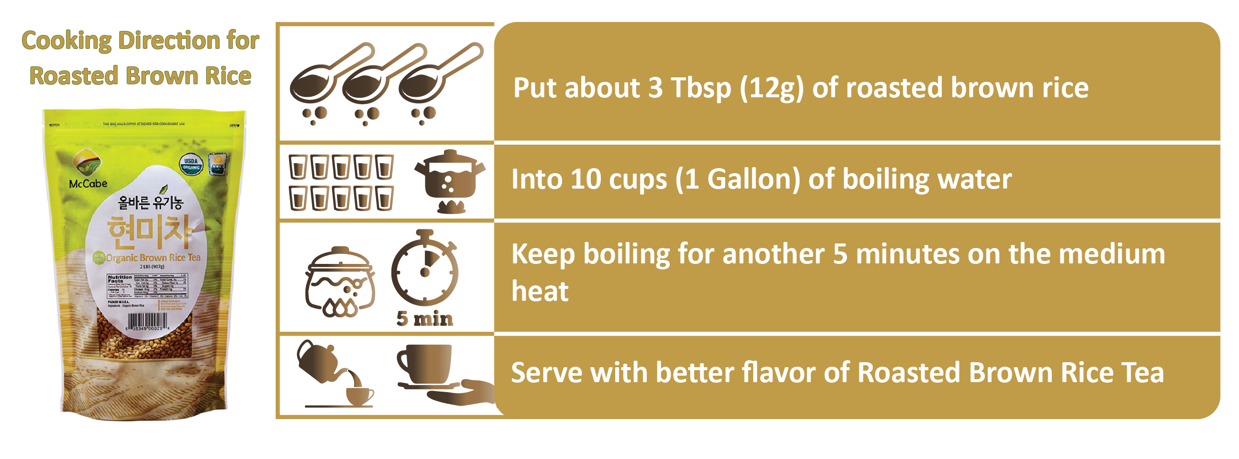 SFMart McCabe Organic Tea, (4-Pack) (1.5lbs Corn Tea, 1.5lbs Barley Tea, 1.75lbs Black Bean Tea, and 2lbs Brown Rice Tea) Tea & Coffee- SFMart
