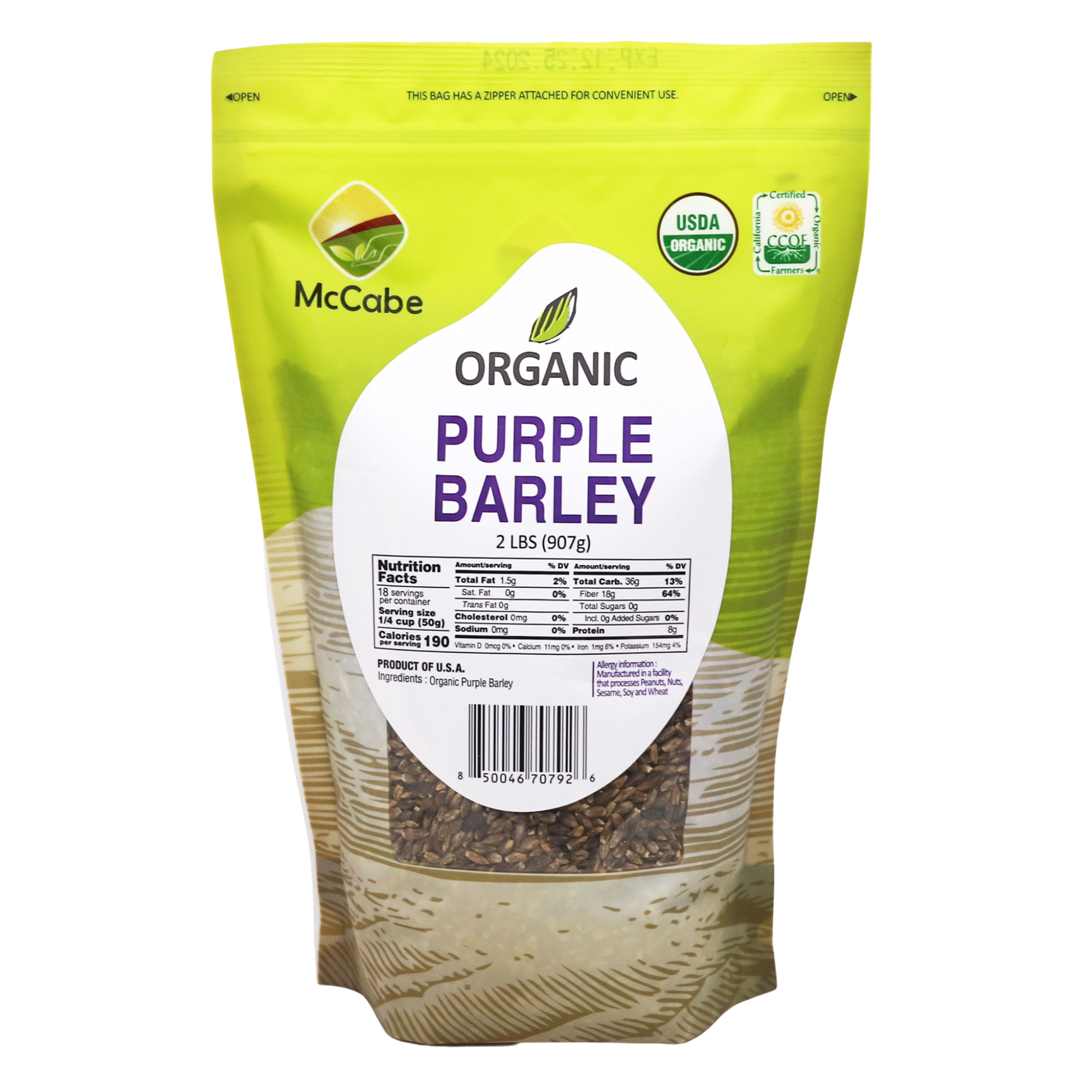 SFMart McCabe Organic Purple Barley (유기농 자색 보리) 3lb Grain & Rice- SFMart